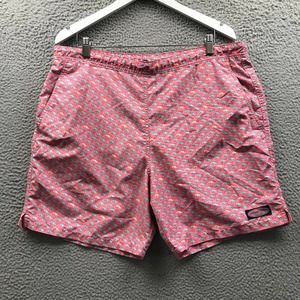 Vineyard Vines Swim Trunks Shorts Men's Medium M Mesh Lined Pockets Printed Pink